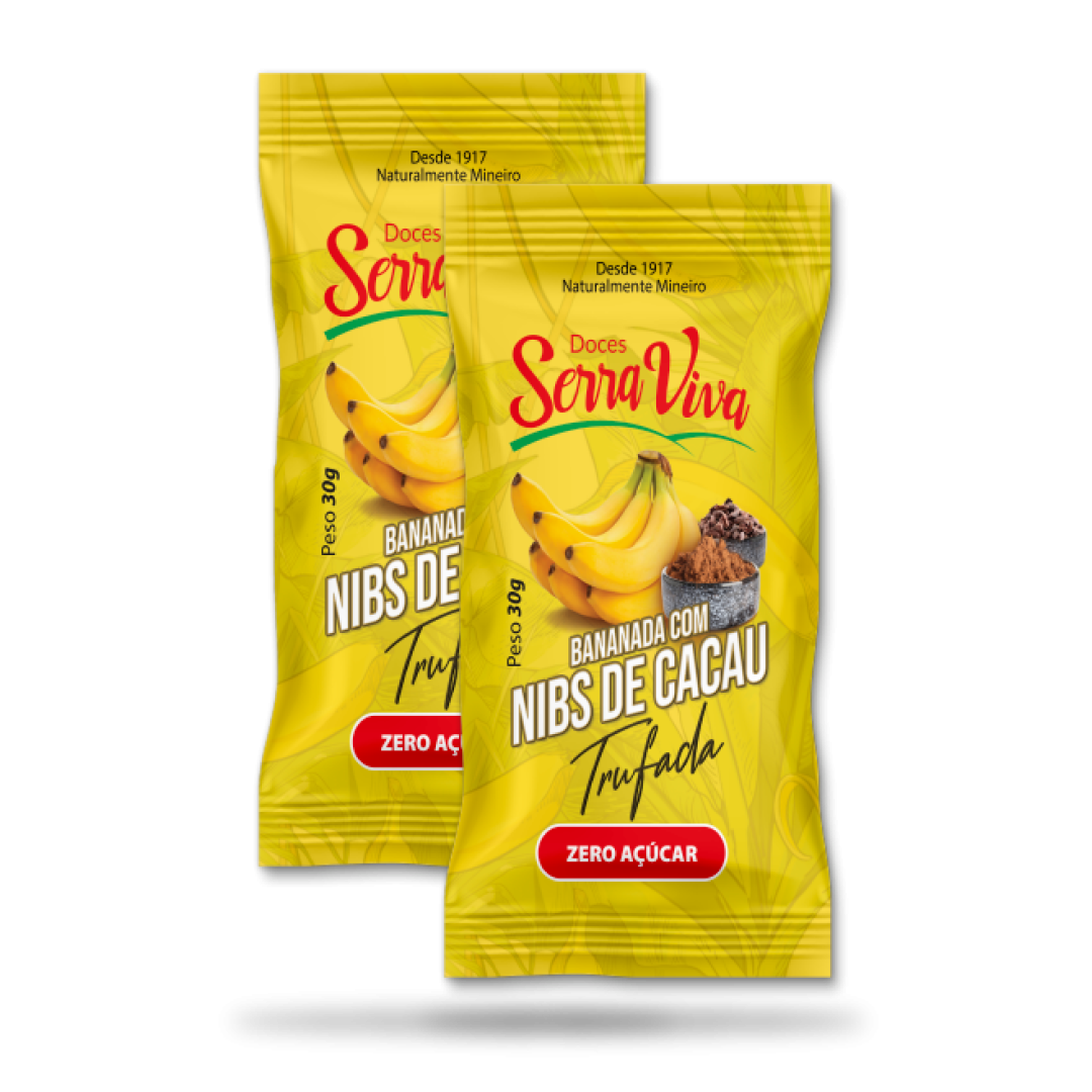 Bananinha Trufada com Nibs de Cacau Serra Viva - 4 Displays X 24 un