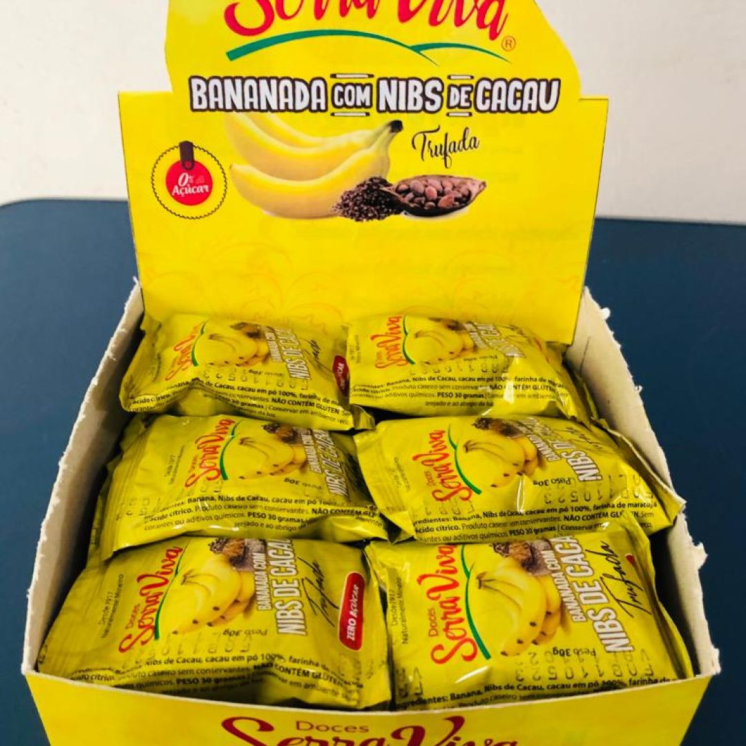 Bananinha Trufada com Nibs de Cacau Serra Viva - Display 24 un