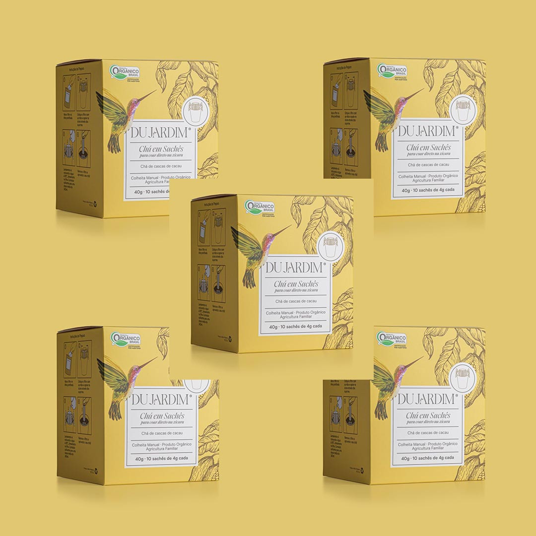 Drip tea - Chá de cascas de cacau em sachês Orgânico Du Jardim - Caixa com 12un x 40g