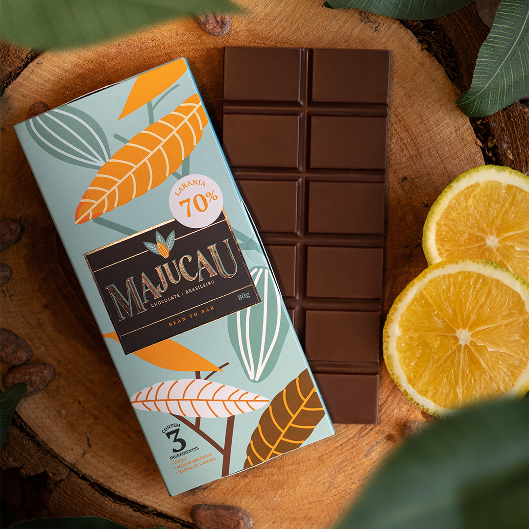 Chocolate 70% Cacau com Raspas de Laranja Majucau | 70g